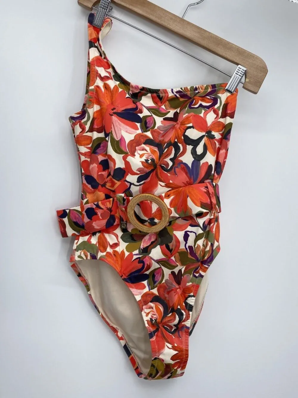 Hutch Womens One-Piece Swim Suit Multicolor Size S Bea Slip-On One Shoulder